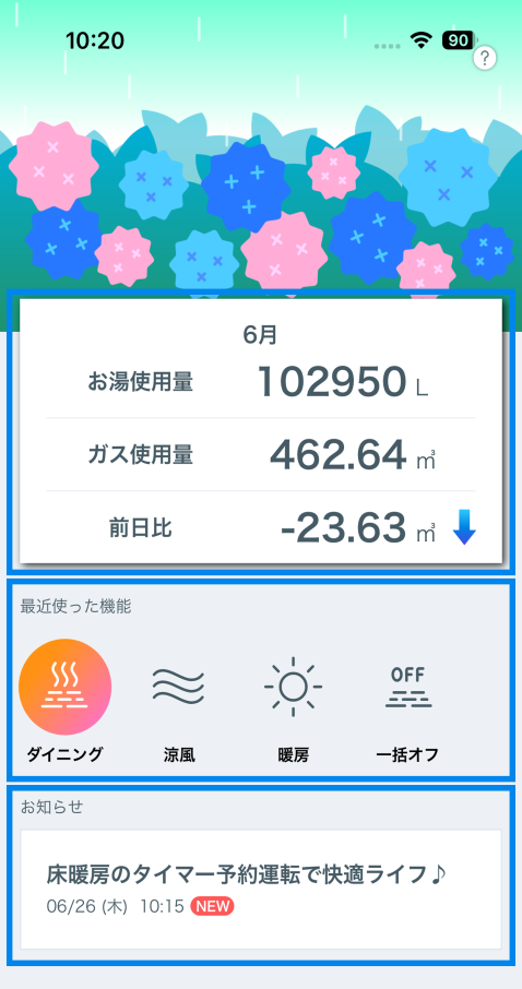 ホーム画面の使い方